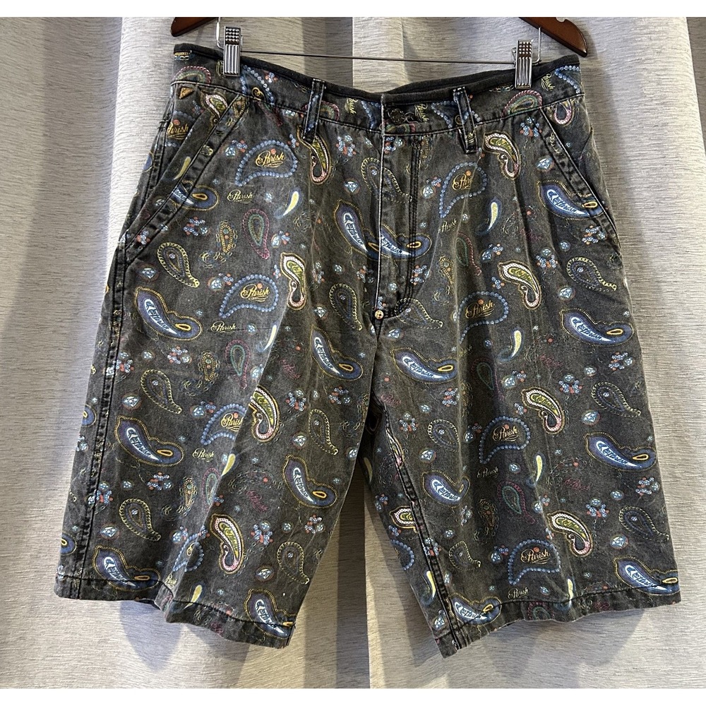 Vintage PARISH Shorts Paisley Size 38 Graphic Art Street Wear